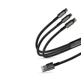 Cablu Baseus de date Tugsten Auriu 3in1 (Camltwj-01), USB to Type-C, Lightning, Micro-USB 3.5A, 1.5m, negru