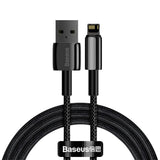 Cablu Baseus de date Tugsten Auriu (Calwj-01), USB to Lightning, 2.4A, 1m, negru