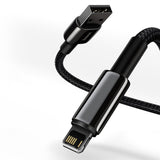 Cablu Baseus de date Tugsten Auriu (Calwj-01), USB to Lightning, 2.4A, 1m, negru