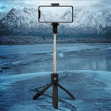 Selfie stick Techsuit (K06), Stable Tripod cu Bluetooth Telecomanda, Pliabil, 360 Rotation, 70cm, negru