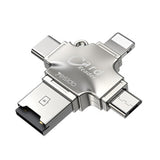 Cititor de carduri Yesido Card Reader and Adapter (GS13), MicroSD to USB, Type-C, Lightning, Micro-USB, argintiu