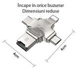 Cititor de carduri Yesido Card Reader and Adapter (GS13), MicroSD to USB, Type-C, Lightning, Micro-USB, argintiu