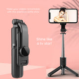 Selfie stick Techsuit Mini (L11), Stable Tripod cu Bluetooth Self Timer, 360 Rotation, 73cm, negru