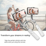 Selfie stick Techsuit Mini (L08Mini), Stable Gimbal/Tripod cu Removable Wireless Remote, 360 Rotation Head, 70cm, negru