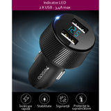 Incarcator auto Yesido Incarcator auto (Y31), 2x USB, Afisaj LED, QC 3.0, 18W, 3A, negru