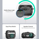 Husa casti pentru AirPods Pro 1/2, ESR, Cyber Magnetic Lock Case Halolock, alb