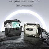 Husa casti pentru AirPods Pro 1/2, ESR, Cyber Magnetic Lock Case Halolock, alb