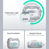 Husa casti pentru AirPods Pro 1/2, ESR, Cyber Magnetic Lock Case Halolock, alb