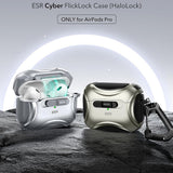 Husa casti pentru AirPods Pro 1/2, ESR, Cyber Magnetic Lock Case Halolock, alb