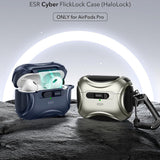 Husa casti pentru AirPods Pro 1/2, ESR, Cyber Magnetic Lock Case Halolock, alb