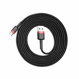 Cablu Baseus de date Cafule (Catklf-B91), USB to Type-C 3A, 480Mbps, 1m, negru;rosu