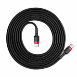 Cablu Baseus de date Cafule (Catklf-G91), Type-C to Type-C, PD2.0 60W Flash Charging, 20V, 3A, 1m, negru;rosu