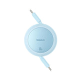 Cablu Baseus de date Free2Pull Mini (P10364500311-01), Type-C to Type-C, 60W, 1m, Retractabil, albastru