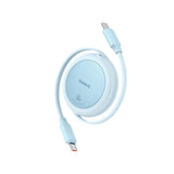 Cablu Baseus de date Free2Pull Mini (P10364500311-01), Type-C to Type-C, 60W, 1m, Retractabil, albastru