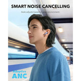 Casti wireless Anker SoundCore P40i (A3955GQ1), TWS, ANC, Bluetooth 5.2, Control tactil, mov