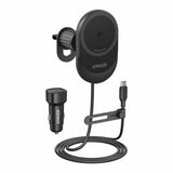 Suport auto Anker cu Incarcare Wireless MagGo (B2932G11), Prindere magnetica pentru Grila ventilatie, 360A° Rotatie, Type-C, 15W, negru