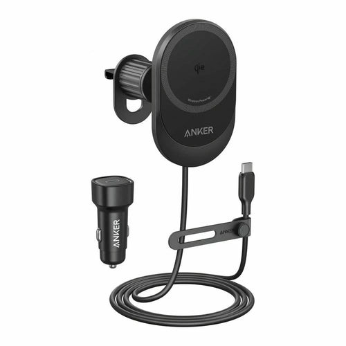 Suport auto Anker cu Incarcare Wireless MagGo (B2932G11), Prindere magnetica pentru Grila ventilatie, 360A° Rotatie, Type-C, 15W, negru