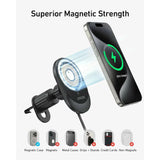 Suport auto Anker cu Incarcare Wireless MagGo (B2932G11), Prindere magnetica pentru Grila ventilatie, 360A° Rotatie, Type-C, 15W, negru