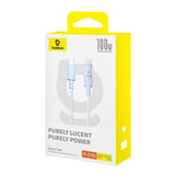 Cablu Baseus de date Gem (P10373000311-01), Type-C to Type-C, Super Incarcare rapida 100W, 2m, albastru