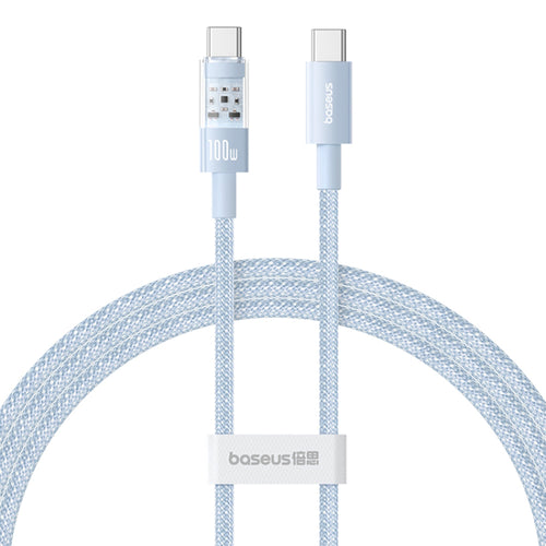 Cablu Baseus de date Gem (P10373000311-01), Type-C to Type-C, Super Incarcare rapida 100W, 2m, albastru