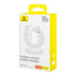 Cablu Baseus de date Gem (P10373000211-01), Type-C to Type-C, Super Incarcare rapida 100W, 2m, alb