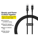 Cablu Baseus de date Gem (P10373000111-01), Type-C to Type-C, Super Incarcare rapida 100W, 2m, negru