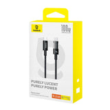Cablu Baseus de date Gem (P10373000111-00), Type-C to Type-C, Super Incarcare rapida 100W, 1m, negru