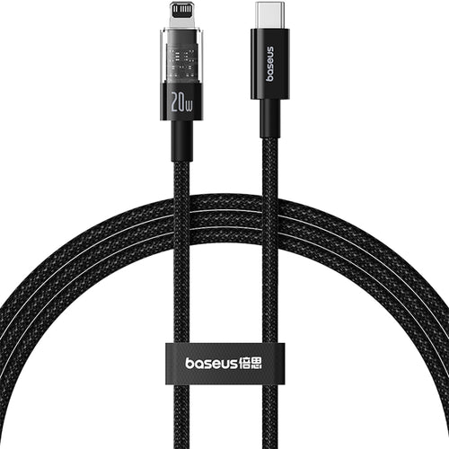 Cablu Baseus de date Gem (P10373001111-00), USB-C to Lightning, Incarcare rapida 20W, 1m, negru