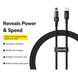 Cablu Baseus de date Gem (P10373001111-01), USB-C to Lightning, Incarcare rapida 20W, 2m, negru