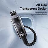 Cablu Baseus de date Gem (P10373001111-01), USB-C to Lightning, Incarcare rapida 20W, 2m, negru