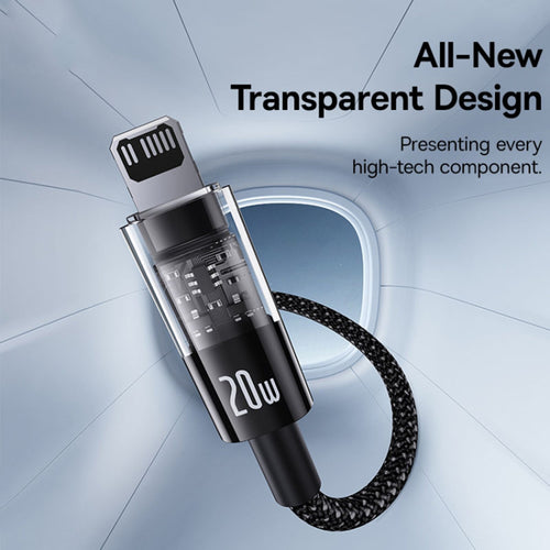 Cablu Baseus de date Gem (P10373001111-01), USB-C to Lightning, Incarcare rapida 20W, 2m, negru