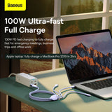 Cablu Baseus de date Flash Series 2 (CASS030005), Incarcare rapida, USB to Type-C, Lightning, Micro-USB, 100W, 1.2 m, mov