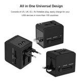 Adaptor pentru Calatorie Techsuit (HHT148), PD20W, QC, USB, Type-C, EU, UK, AUS, US, Negru