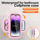 Suport de birou Techsuit Suport telefon (LC-999), Wall Box Case, Anti-Fog, Retractabil, Reglabil, Rezistent la apa, pentru 4-7 Phones, alb