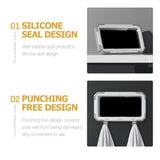 Suport de birou Techsuit Suport telefon (LC-888), Wall Box Case, Anti-Fog, cu Adhesive Hooks, Rezistent la apa, alb
