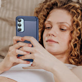 Husa pentru Samsung Galaxy M35, Techsuit Carbon Silicone, albastru