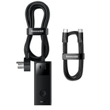 Incarcator retea Baseus PowerCombo Digital PowerStrip (PSLA020101), 3xAC, 2xUSB, 2xType-C, 65W cu Cable Type-C 100W, negru