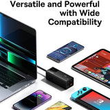 Incarcator retea Baseus PowerCombo Digital PowerStrip (PSLA020101), 3xAC, 2xUSB, 2xType-C, 65W cu Cable Type-C 100W, negru