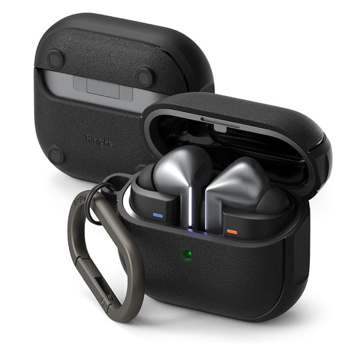 Husa pentru pentru Samsung Galaxy Buds 3 / 3 Pro / 3 FE, Non-Slip Texture, Carabiner Hole, Ringke, negru