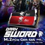 Dato Internal Solid State Drive SSD Ares Dark Sword (Arsdsk-8TB), PCIe Gen4x4, 8TB, Up to 7200MB/s, Notebook, PS5, Negru
