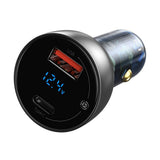 Incarcator auto Baseus (Cckx-C0A), cu Afisaj digital, Type-C PD65W, USB QC4.0, DC 12-24V, transparenta