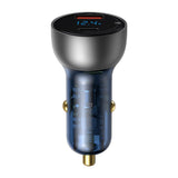 Incarcator auto Baseus (Cckx-C0A), cu Afisaj digital, Type-C PD65W, USB QC4.0, DC 12-24V, transparenta