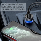 Incarcator auto Baseus (Cckx-C0A), cu Afisaj digital, Type-C PD65W, USB QC4.0, DC 12-24V, transparenta