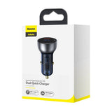 Incarcator auto Baseus (Cckx-C0A), cu Afisaj digital, Type-C PD65W, USB QC4.0, DC 12-24V, transparenta