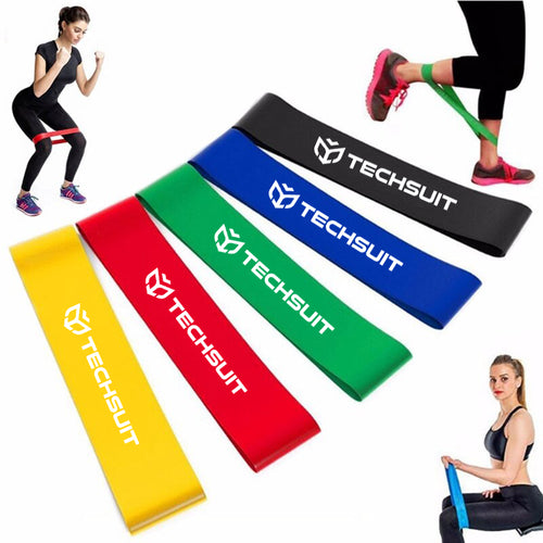 Techsuit (5 pack) Exercice Elastic Resistance Bands (TS-01), pentru Home Training, Yoga, Fitness, Pilates, Multicolor