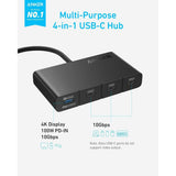 Hub USB Anker Docking station (A8340GA1), 4x Type-C, 10Gbps, 100W Max PD-in, negru