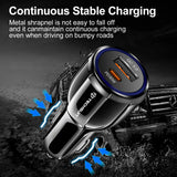 Incarcator auto Techsuit Premium (TE-022), USB-A QC5.0 30W, USB-C PD30W, Total 60W, LED Light, negru