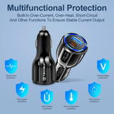 Incarcator auto Techsuit Premium (TE-022), USB-A QC5.0 30W, USB-C PD30W, Total 60W, LED Light, negru