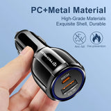 Incarcator auto Techsuit Premium (TE-022), USB-A QC5.0 30W, USB-C PD30W, Total 60W, LED Light, negru
