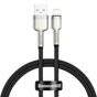 Cablu Baseus de date Cafule Series Metal (Caljk-B01), USB to Lightning 2.4A, 2m, negru;crem